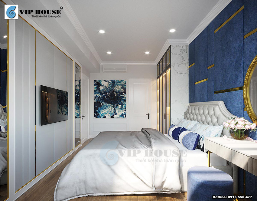 Thiết kế nội thất phòng ngủ master phong cách tân cổ điển