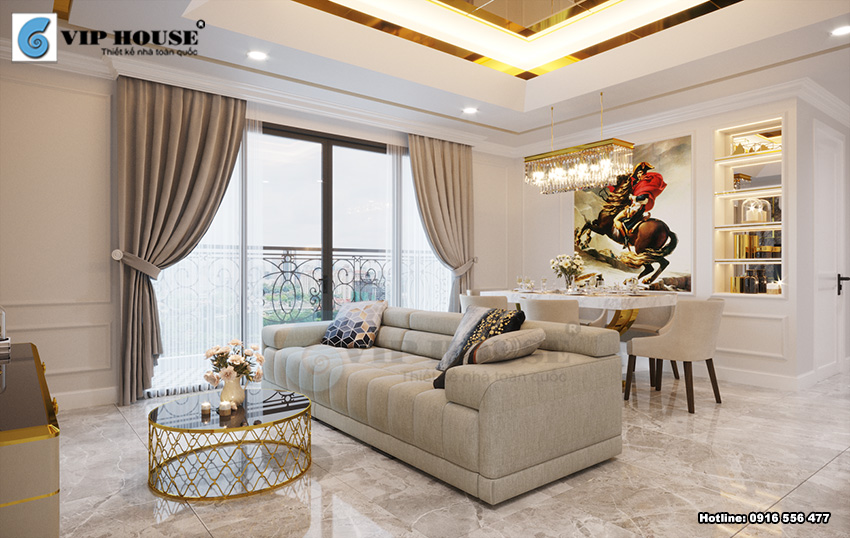 Thiết kế nội thất phòng khách chung cư The K Park Văn Phú - Hà Đông