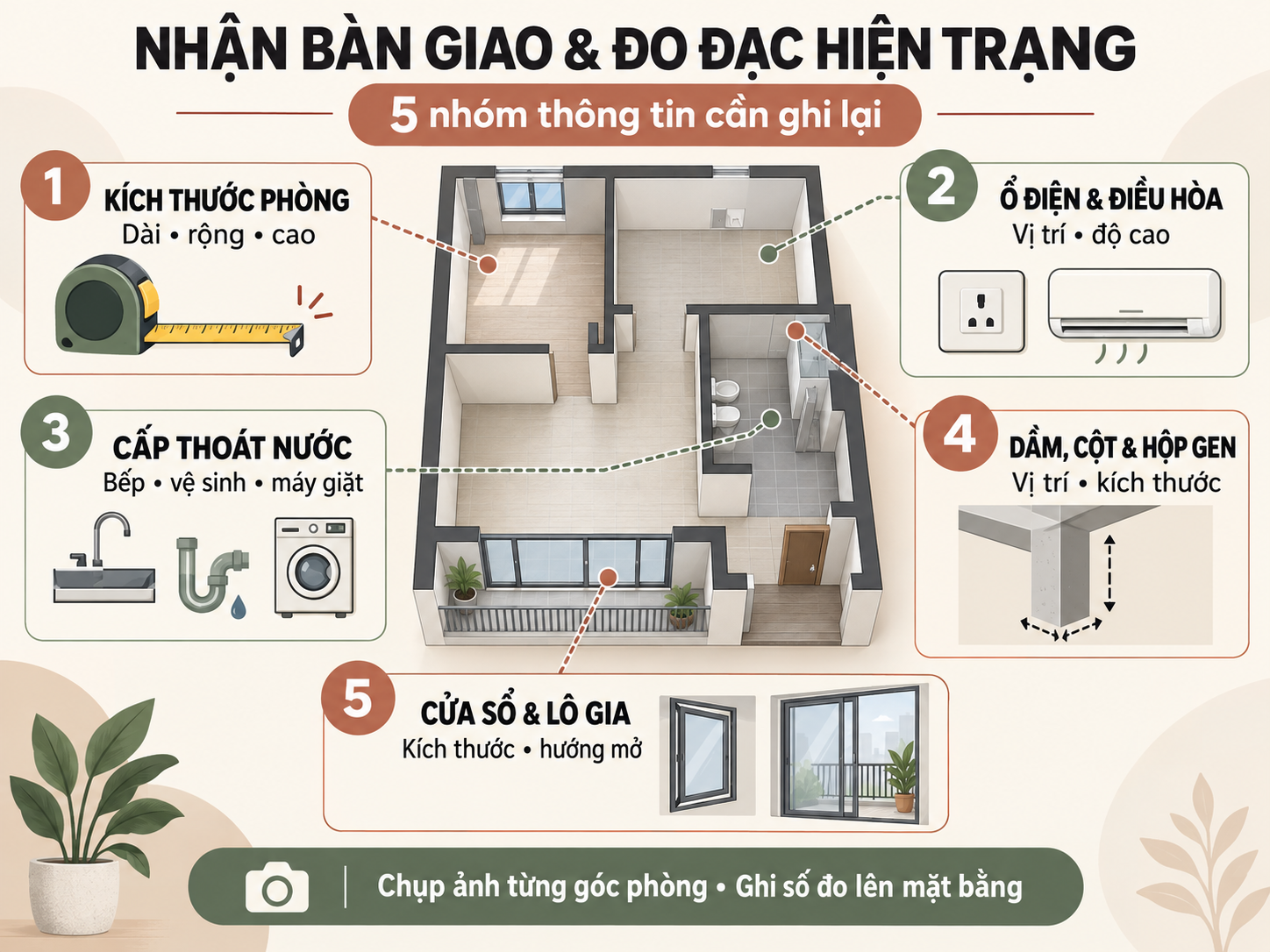 5 nhóm thông tin cần đo đạc hiện trạng khi nhận bàn giao căn hộ