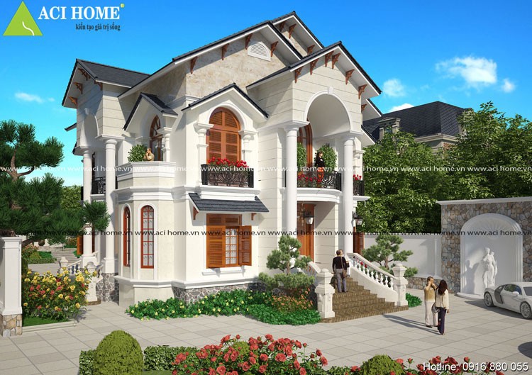 Biệt thự tân cổ điển 2 tầng mái Thái