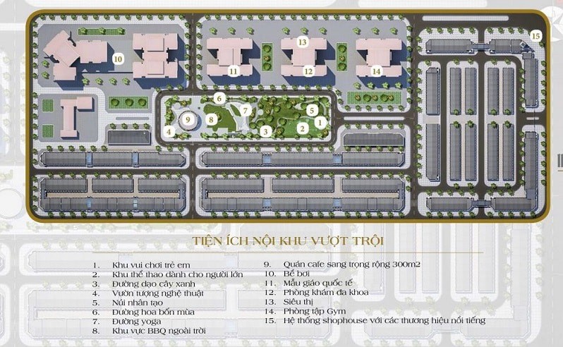 Mặt bằng tiện ích khu nhà ở La Casta Văn Phú