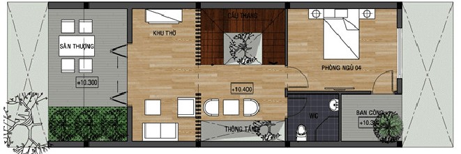 Mặt bằng bố trí nội thất tầng 4 nhà ống Mặt bằng bố trí nội thất tầng 4 nhà ống