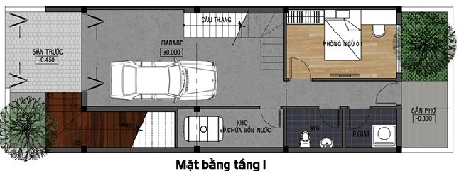Mặt bằng thiết kế tầng 1 nhà ống Mặt bằng thiết kế tầng 1 nhà ống