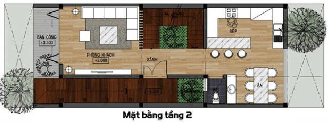 Mặt bằng bố trí nội thất tầng 2 nhà ống Mặt bằng bố trí nội thất tầng 2 nhà ống