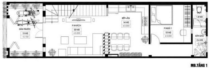 Mặt bằng thiết kế tầng 1 nhà phố hiện đại Mặt bằng thiết kế tầng 1 nhà phố hiện đại