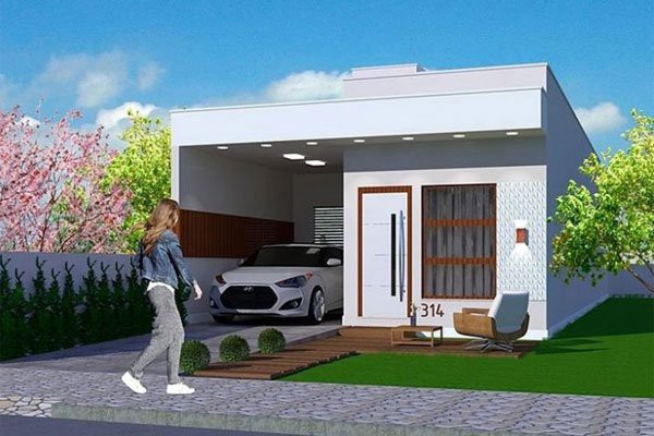 Mẫu nhà cấp 4 mái bằng nhỏ gọn, tiện nghi. Mẫu thiết kế nhà cấp 4 nhỏ gọn, tiện nghi với sân trước lát gạch giả gỗ tạo không gian thư giãn ngoài trời thoáng mát.