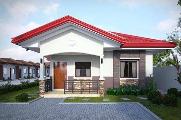 Mẫu nhà cấp 4 đơn giản  Mẫu nhà cấp 4 đơn giản, nổi bật với mái ngói màu đỏ tươi