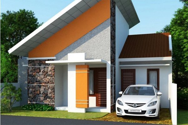 Nhà 1 tầng mái lệch phá cách. Mẫu nhà cấp 4 mái lệch dành cho những ai thích sự phá cách, độc đáo. Một vài mảng tường màu vàng tạo điểm nhấn sinh động, tràn đầy năng lượng cho mặt tiền nhà.