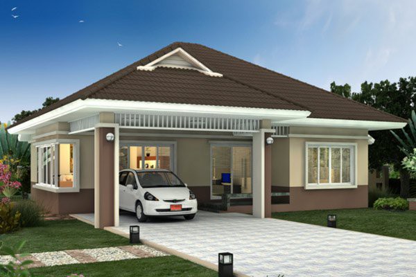 Mặt tiền nhà cấp 4 có thiết kế đơn giản. Mặt tiền nhà cấp 4 đơn giản, hài hòa với cảnh quan sân vườn bao quanh. Sảnh, lối vào đủ rộng rãi để đỗ ô tô và xe máy.