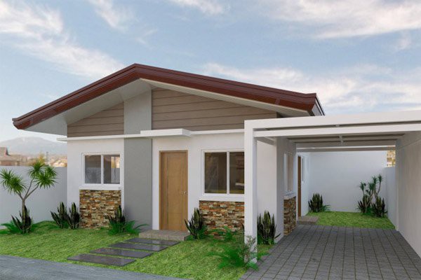 Mẫu nhà cấp 4 có gara ô tô Ở mẫu nhà này, kiến trúc sư dành một phần diện tích để bố trí gara ô tô có mái che ở bên hông nhà. Cùng với đó là khoảng sân trước nhỏ xinh, xanh mát.