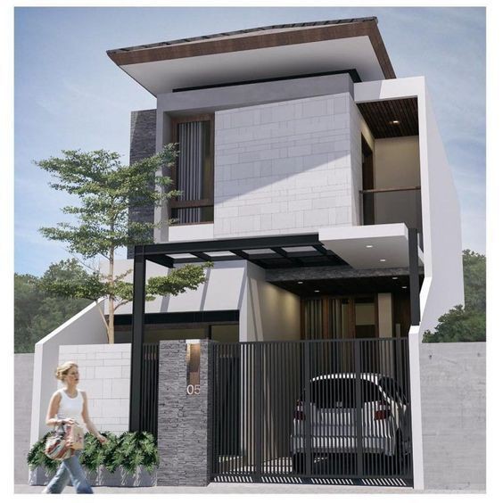 Phối cảnh 3D mẫu nhà phố 2 tầng phong cách hiện đại Phối cảnh 3D mẫu nhà phố 2 tầng phong cách hiện đại