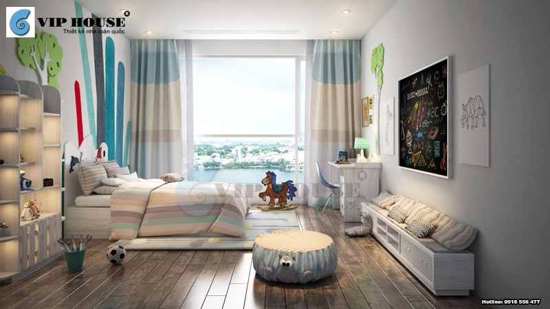 Thiết kế nội thất phòng ngủ con năng động và trẻ trung