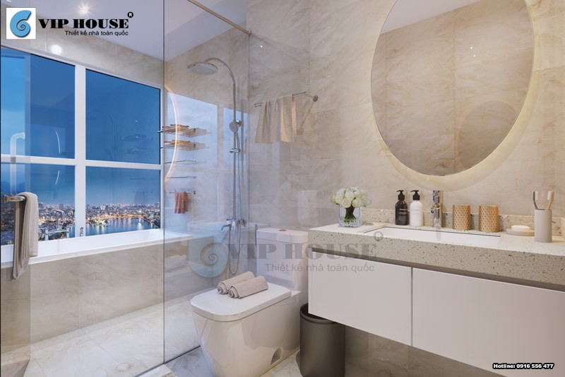 Mẫu thiết kế nội thất phòng wc với trang thiết bị hiện đại, tiện nghi