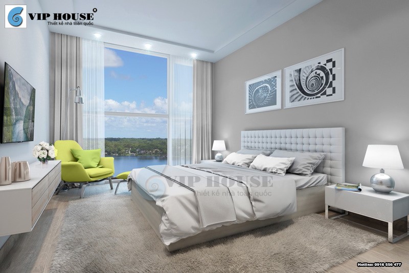 Thiết kế nội thất phòng ngủ master chung cư hiện đại