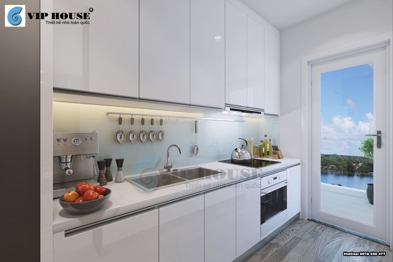 Thiết kế nội thất phòng bếp chung cư hiện đại tiện nghi
