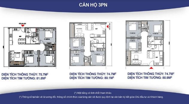 4. Căn hộ 3PN Vinhomes Smart City (khoảng 80 m2):