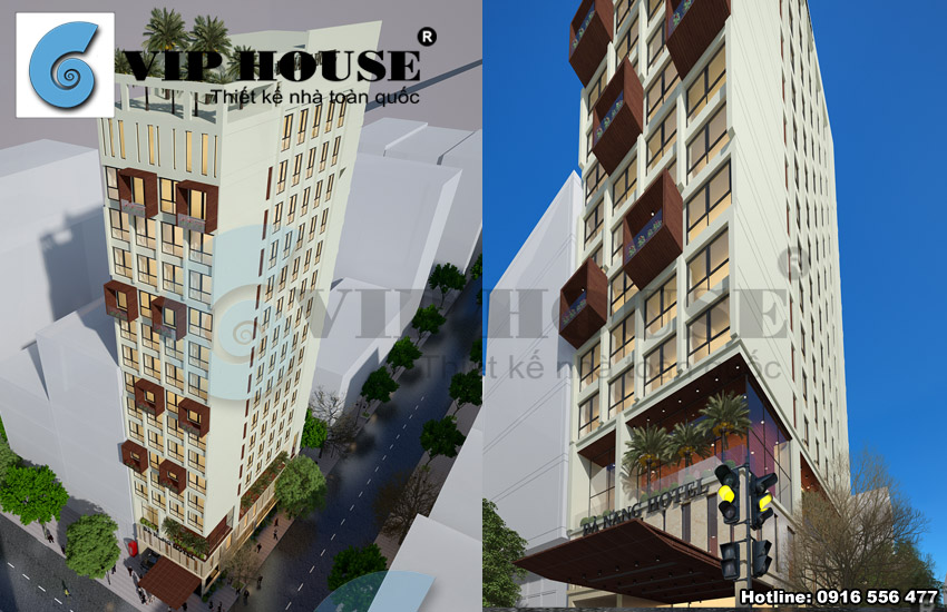 Phối cảnh kiến trúc khách sạn mini kiến trúc độc đáo mới chiều cao lớn