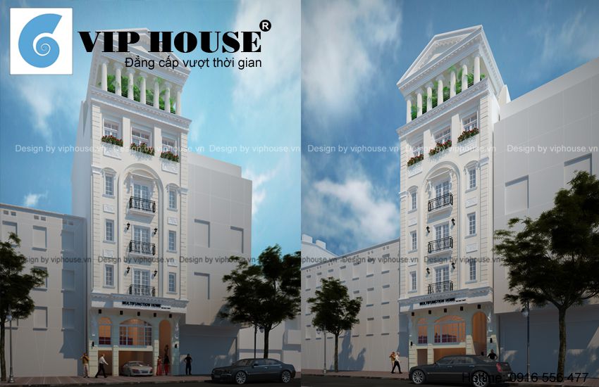 Mẫu thiết kế khách sạn mini mặt tiền 10m phong cách tân cổ điển