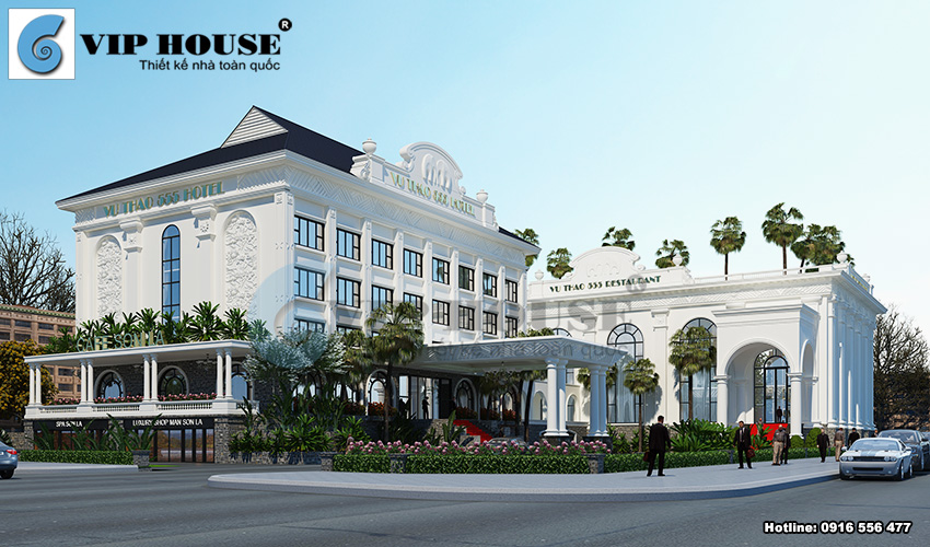 Công trình thiết kế khách sạn tân cổ điển 4 sao kết hợp nhà hàng tiệc cưới sang trọng tại Lào Cai