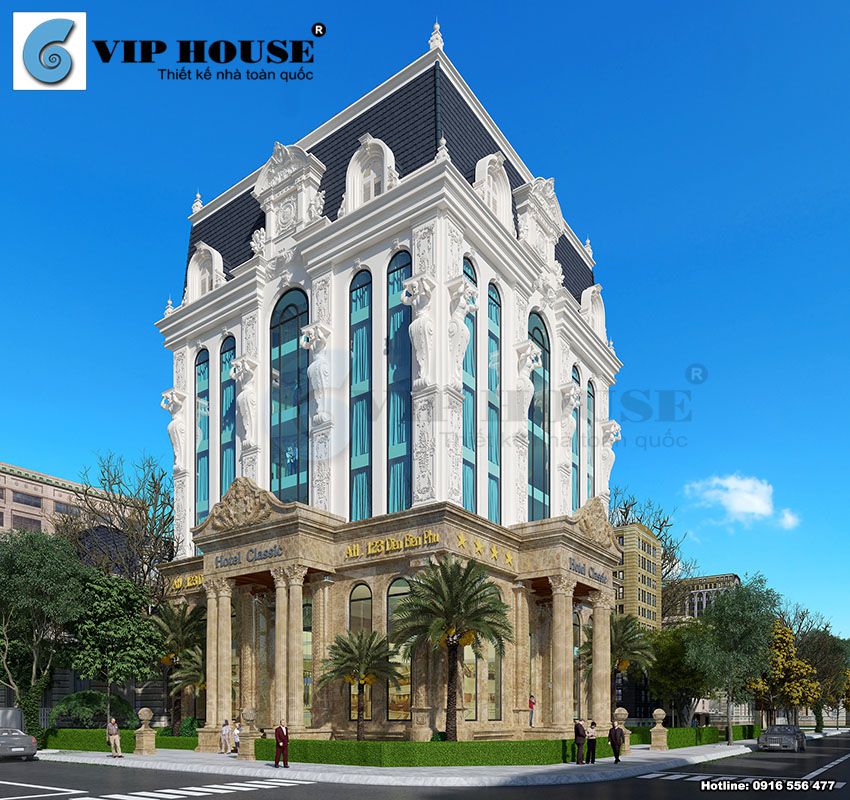 Công trình thiết kế khách sạn cổ điển 3 sao 2 mặt tiền đẹp tại Quảng Ninh