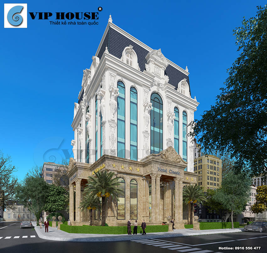 Kiến trúc khách sạn cổ điển 6 tầng tiêu chuẩn 3 sao với vẻ đẹp lộng lẫy