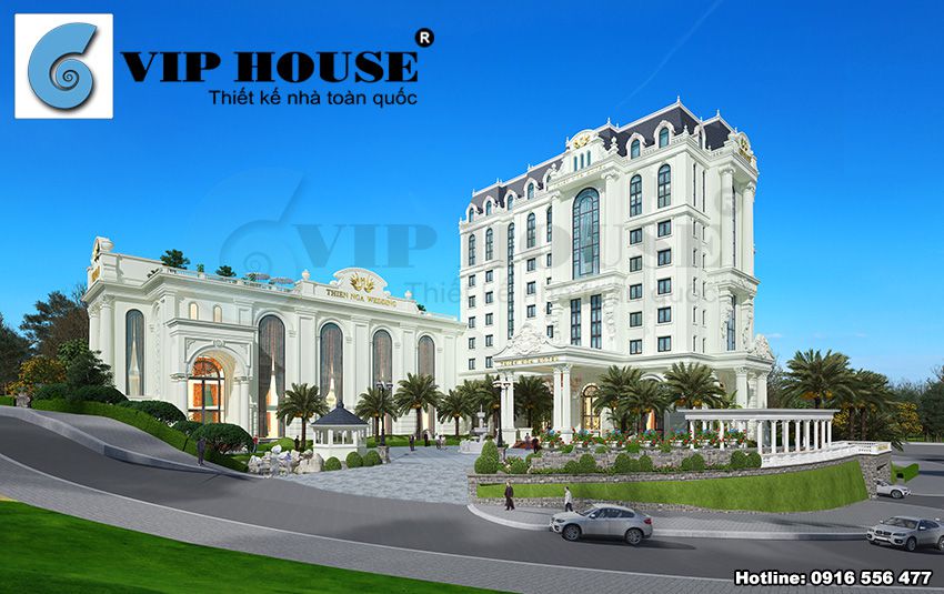 Vẻ đẹp kiến trúc tân cổ điển được thể hiện tinh tế xuyên suốt công trình khách sạn 4 sao đẹp như thiên đường