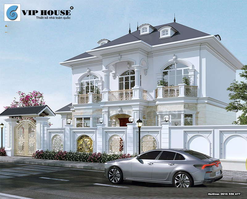 Công trình biệt thự 2 tầng kiến trúc Pháp đẹp ấn tượng