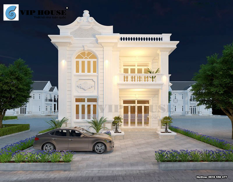 Phối cảnh biệt thụ Pháp 2 tầng kiến trúc tân cổ điển mãn nhãn