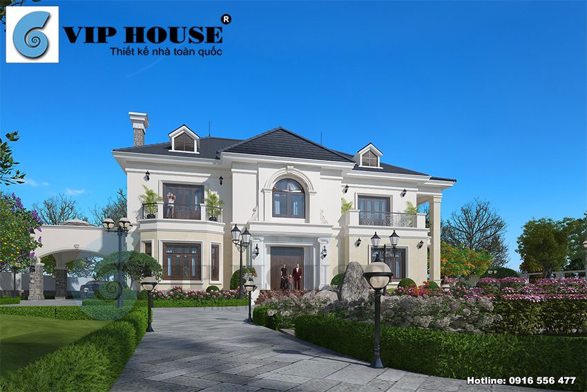 Thiết kế biệt thự Pháp tân cổ điển 2 tầng diện tích 300m2 kiến trúc xuất sắc