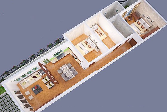 BST] Mẫu nhà mái thái 1 tầng 3 phòng ngủ đẹp