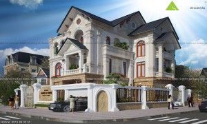7+Thiết kế biệt thự kiểu Pháp phối mái Thái cực đẹp
